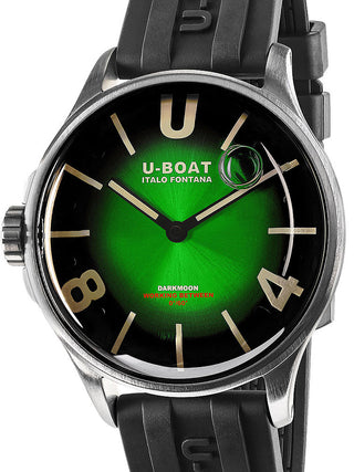 Front view of U-Boat 9502 Green Dial Black Strap Unisex Watch on white background