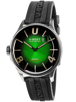 Angle shot of U-Boat 9502 Green Dial Black Strap Unisex Watch on white background