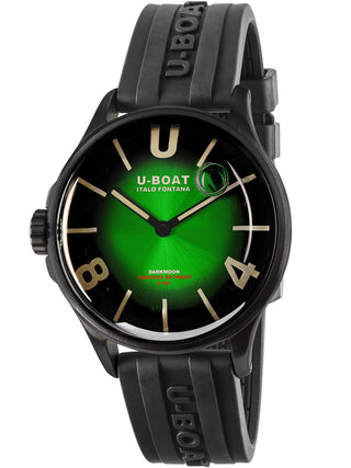 Angle shot of U-Boat 9503 Green Dial Black Strap Unisex Watch on white background