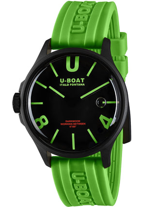 Angle shot of U-Boat 9534/A Black Dial Green Strap Unisex Watch on white background