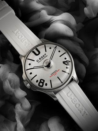 Angle shot of U-Boat 9542 White Unisex Watch on white background