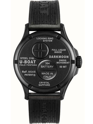 Angle shot of U-Boat 9545 Black Unisex Watch on white background