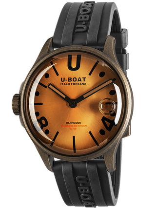 Angle shot of U-Boat Darkmoon Vintage 9546 Brown Dial Black Strap Unisex Watch on white background