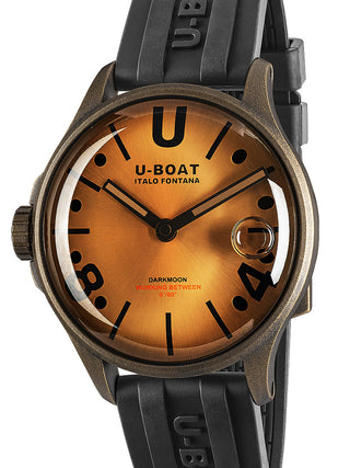 Front view of U-Boat 9547 Brown Dial Black Strap Unisex Watch on white background