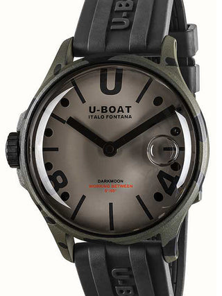 Front view of U-Boat 9550 Grey Dial Black Strap Unisex Watch on white background