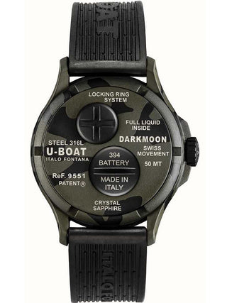 Angle shot of U-Boat 9551 Black Unisex Watch on white background