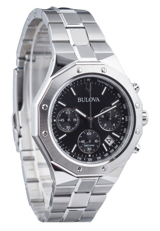 Front view of Bulova Octagon Chronograph 96B410 Mens Watch on white background