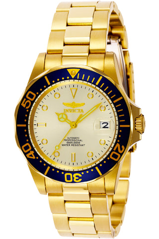 Front view of Invicta Pro Diver INV9743 Gold Stainless Steel Mens Watch on white background