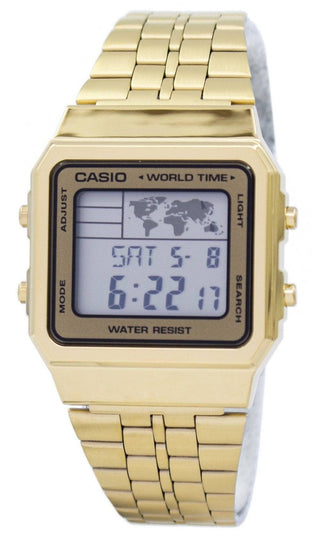 Front view of Casio A500WGA-9DF Mens Watch on white background