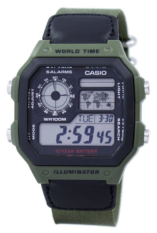 Front view of Casio AE-1200WHB-3BV Mens Watch on white background