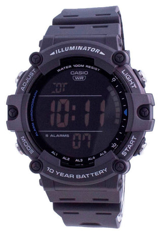 Front view of Casio Sports AE-1500WH-8B Black Resin Mens Watch on white background