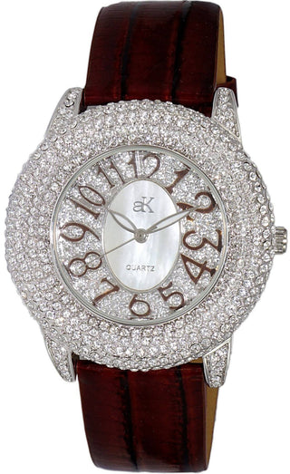 Front view of Adee Kaye AK2117-LBN.-.NS Womens Watch on white background