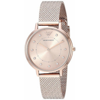 Front view of Emporio Armani Kappa AR11129 Pink Stainless Steel Womens Watch on white background