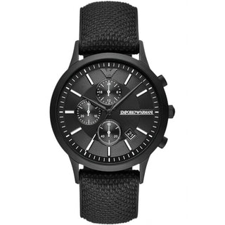 Front view of Emporio Armani Chronograph AR11457 Silicone Mens Watch on white background