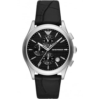 Front view of Emporio Armani Paolo Chronograph AR11530 Leather Mens Watch on white background