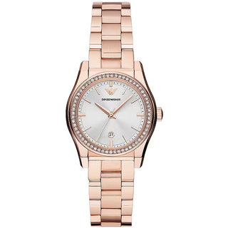 Front view of Emporio Armani Federica AR11558 Womens Watch on white background