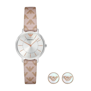 Front view of Emporio Armani Kappa Special Pack + Earrings AR80007SET Womens Watch on white background