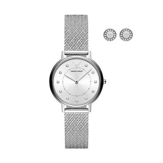 Angle shot of Emporio Armani Kappa Special Pack + Earrings AR80029 Womens Watch on white background