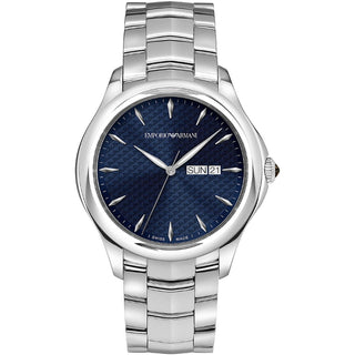 Front view of Emporio Armani ARS8608 Steel Stainless Steel Mens Watch on white background