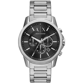 Front view of Armani Exchange Banks Chronograph AX1720 Steel Stainless Steel Mens Watch on white background