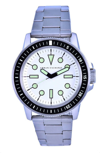 Front view of Armani Exchange Leonardo AX1853 Steel Stainless Steel Mens Watch on white background