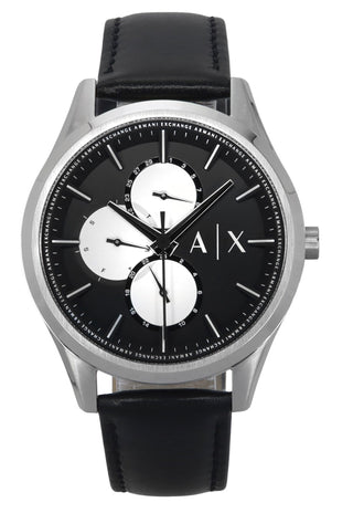 Front view of Armani Exchange Dante AX1872 Leather Mens Watch on white background