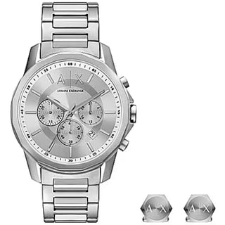 Front view of Armani Exchange Chronograph AX7141SET Mens Watch on white background