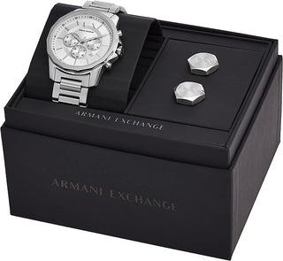 Angle shot of Armani Exchange Chronograph AX7141SET Mens Watch on white background