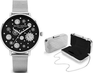 Front view of Daisy Dixon Kendall #7 + Clutch Bag Special Pack DD115SM Womens Watch on white background