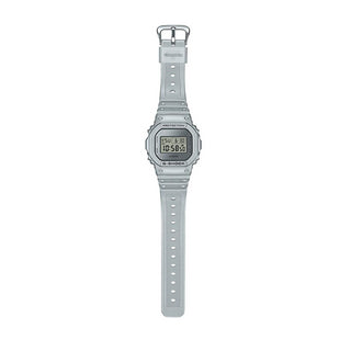 Angle shot of Casio G-Shock DW-5600FF-8ER Grey Resin Mens Watch on white background