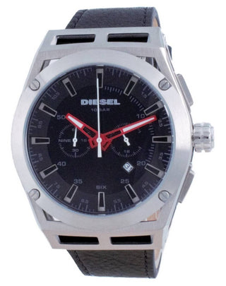 Front view of Diesel Timeframe Chronograph DZ4543 Leather Mens Watch on white background