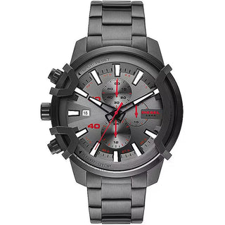 Front view of Diesel Griffed Chronograph DZ4586 Steel Stainless Steel Mens Watch on white background