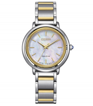 Front view of Citizen EM1104-83D Watch on white background