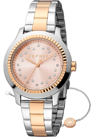 Front view of Esprit Joyce ES1L351M0135 Rose Gold Stainless Steel Womens Watch on white background