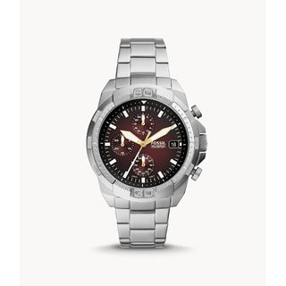 Front view of Fossil Bronson Chronograph FS5878 Steel Stainless Steel Mens Watch on white background