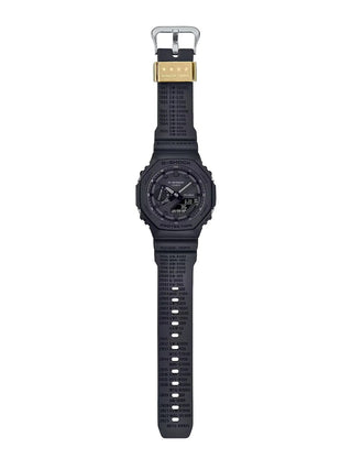 Angle shot of Casio Oak Remaster Black Serie 40Th Anniversary By Eric Haze GA-2140RE-1AER Mens Watch on white background