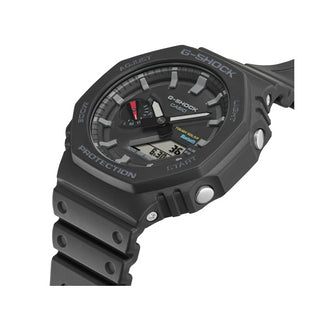 Angle shot of Casio G-Shock GA-B2100-1AER Black Resin Mens Watch on white background