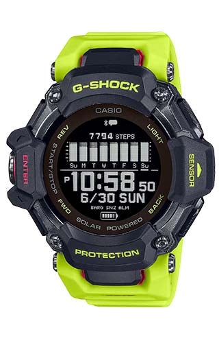 Front view of Casio G-Squad Heart Rate Monitor GBD-H2000-1A9ER Mens Watch on white background