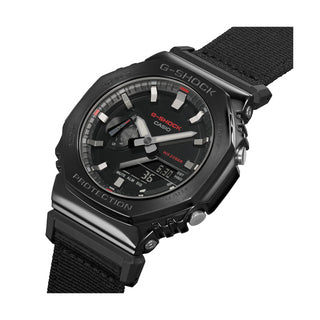 Angle shot of Casio G-Shock GM-2100CB-1AER Black Fabric Mens Watch on white background