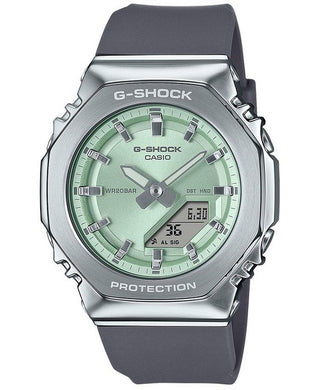 Front view of Casio Mini Oak G-Steel Green GM-S2110-3AER Womens Watch on white background