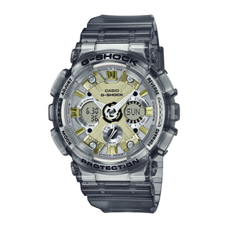 Front view of Casio G-Shock GMA-S120GS-8AER Grey Resin Unisex Watch on white background