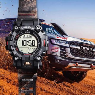 Angle shot of Casio Team Land Cruiser Toyota Special Edition GW-9500TLC-1ER Mens Watch on white background