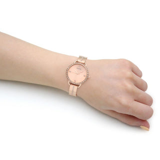 Angle shot of Guess GW0022L3 Rose Gold Stainless Steel Womens Watch on white background