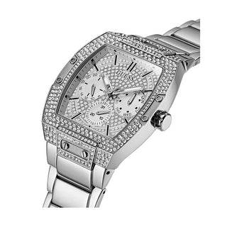 Angle shot of Guess GW0094G1 Grey Stainless Steel Unisex Watch on white background