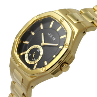 Angle shot of Guess GW0310L2 Black Dial Gold Stainless Steel Womens Watch on white background