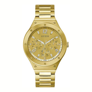 Front view of Guess Scope GW0454G2 Gold Stainless Steel Mens Watch on white background