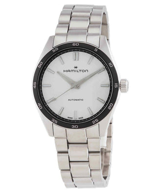 Front view of Hamilton Jazzmaster Performer Automatic H36205110 Mens Watch on white background