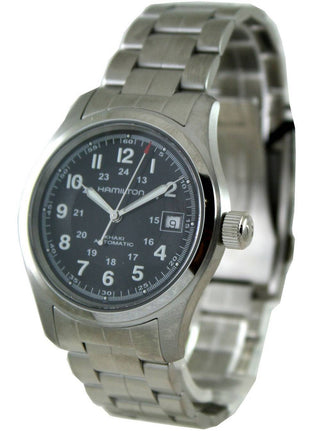 Front view of Hamilton Khaki Field Auto H70455133 Mens Watch on white background