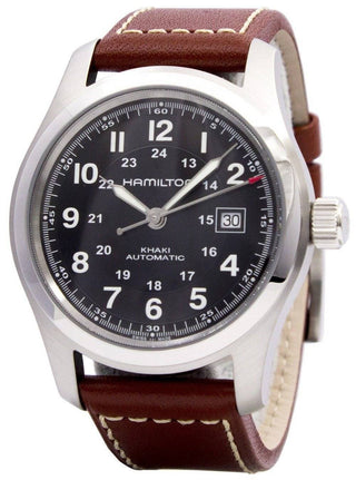 Front view of Hamilton Khaki Field Auto H70555533 Mens Watch on white background