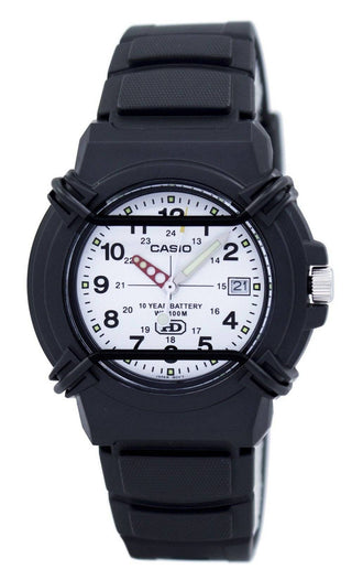 Front view of Casio Collection 10 Years Battery HDA-600B-7BVDF Resin Mens Watch on white background